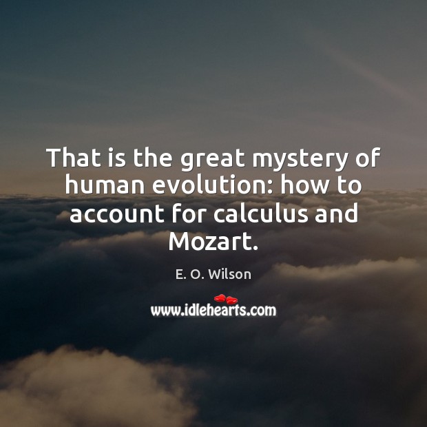 That is the great mystery of human evolution: how to account for calculus and Mozart. Picture Quotes Image