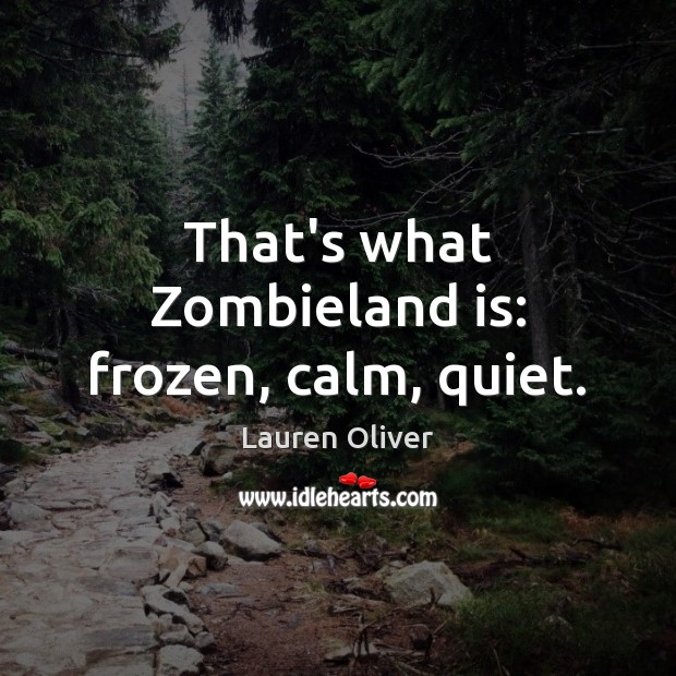 That’s what Zombieland is: frozen, calm, quiet. Image