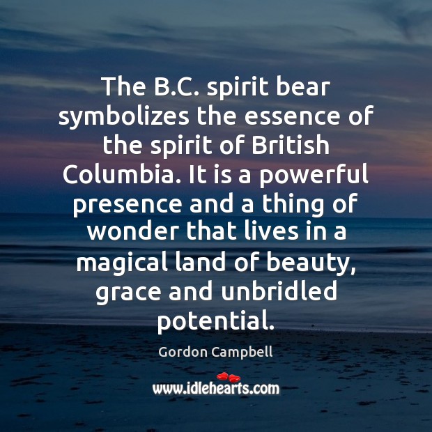 The B.C. spirit bear symbolizes the essence of the spirit of Image