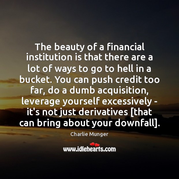 The beauty of a financial institution is that there are a lot Picture Quotes Image