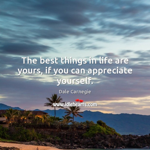 The best things in life are yours, if you can appreciate yourself. Appreciate Quotes Image