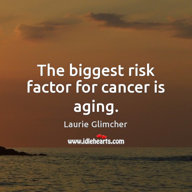 The biggest risk factor for cancer is aging. Laurie Glimcher Picture Quote