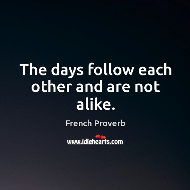 The days follow each other and are not alike. French Proverbs Image