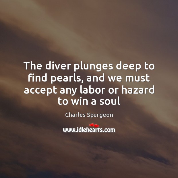 The diver plunges deep to find pearls, and we must accept any Image