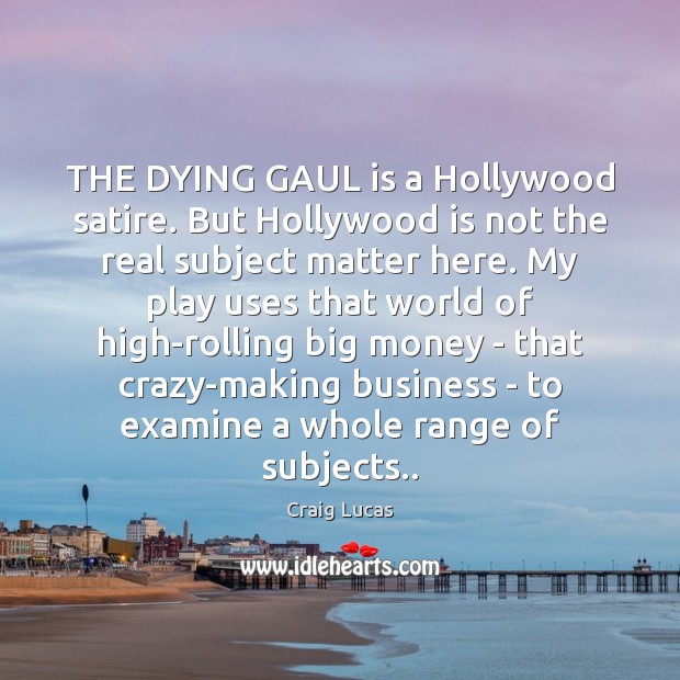 THE DYING GAUL is a Hollywood satire. But Hollywood is not the Image