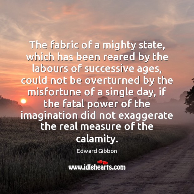 The fabric of a mighty state, which has been reared by the Edward Gibbon Picture Quote