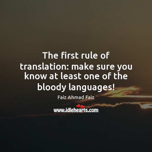 The first rule of translation: make sure you know at least one of the bloody languages! Image