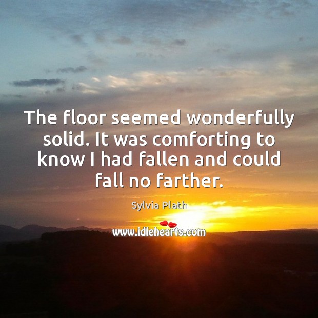 The floor seemed wonderfully solid. It was comforting to know I had Sylvia Plath Picture Quote