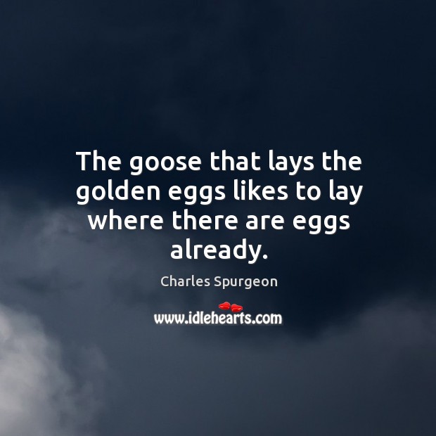 The goose that lays the golden eggs likes to lay where there are eggs already. Image