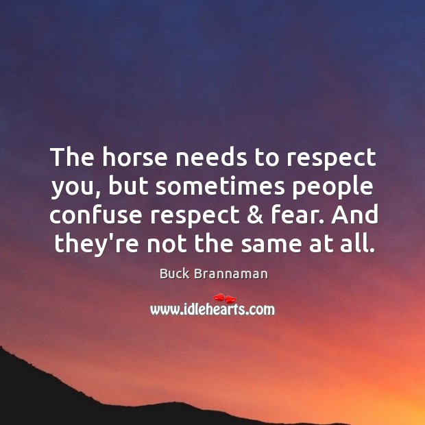 The horse needs to respect you, but sometimes people confuse respect & fear. Respect Quotes Image