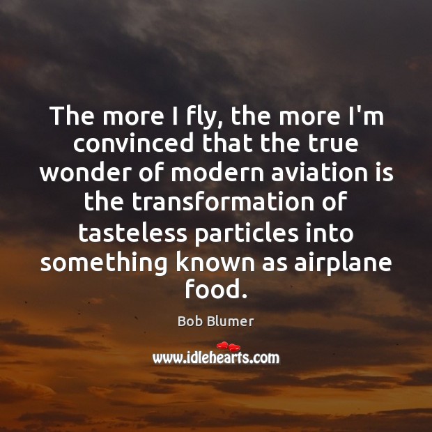 The more I fly, the more I’m convinced that the true wonder Bob Blumer Picture Quote