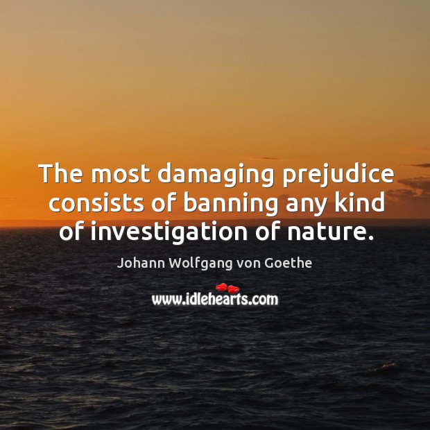 The most damaging prejudice consists of banning any kind of investigation of nature. Image