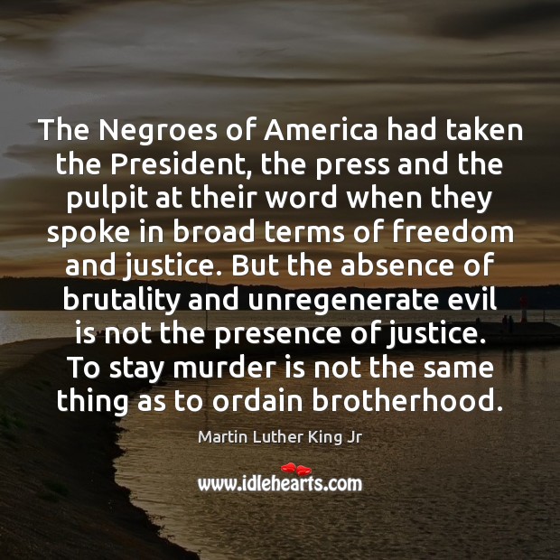 The Negroes of America had taken the President, the press and the Martin Luther King Jr Picture Quote