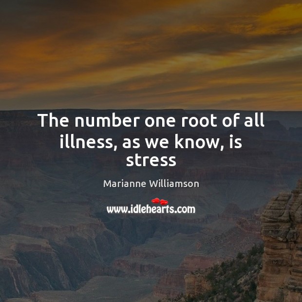 The number one root of all illness, as we know, is stress Marianne Williamson Picture Quote