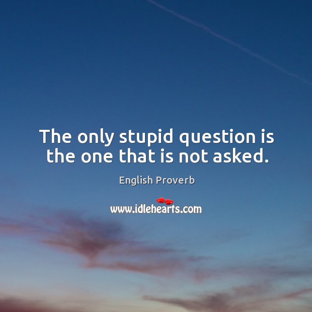 The only stupid question is the one that is not asked. Image