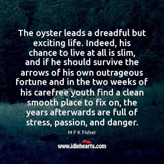 The oyster leads a dreadful but exciting life. Indeed, his chance to Passion Quotes Image