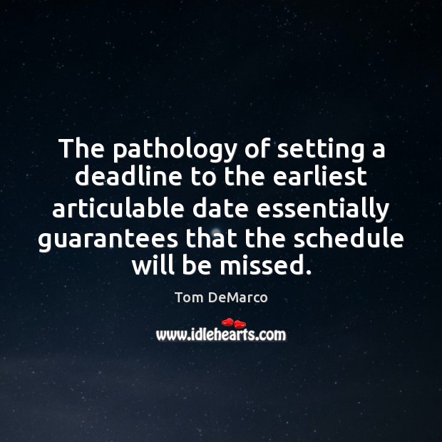 The pathology of setting a deadline to the earliest articulable date essentially Image