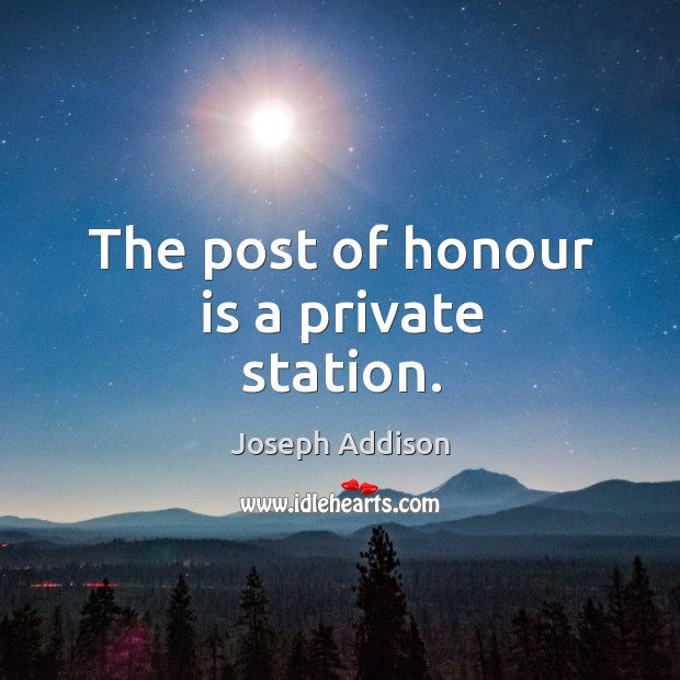 The post of honour is a private station. Image