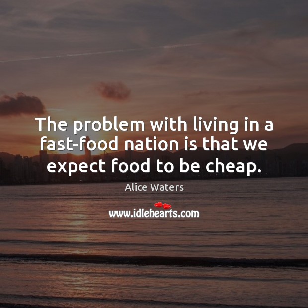 The problem with living in a fast-food nation is that we expect food to be cheap. Food Quotes Image