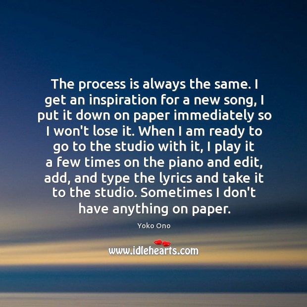 The process is always the same. I get an inspiration for a Yoko Ono Picture Quote