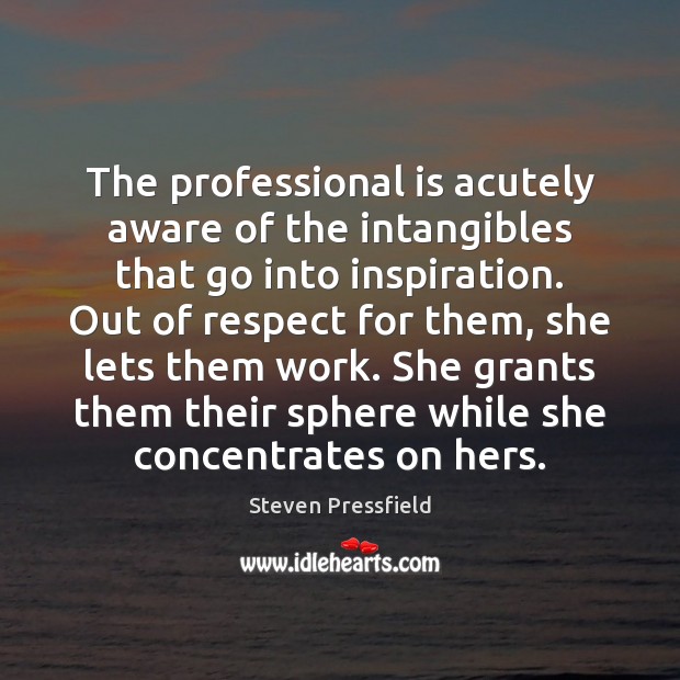 The professional is acutely aware of the intangibles that go into inspiration. Respect Quotes Image