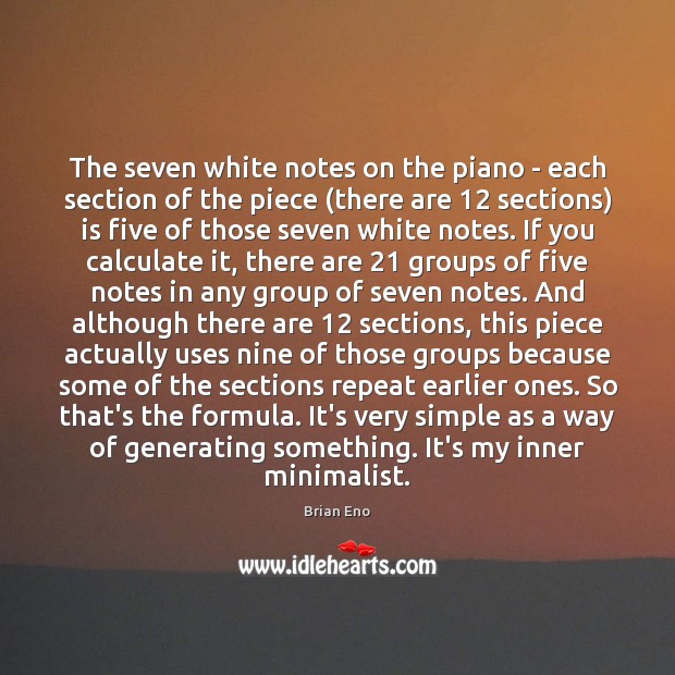 The seven white notes on the piano – each section of the Image