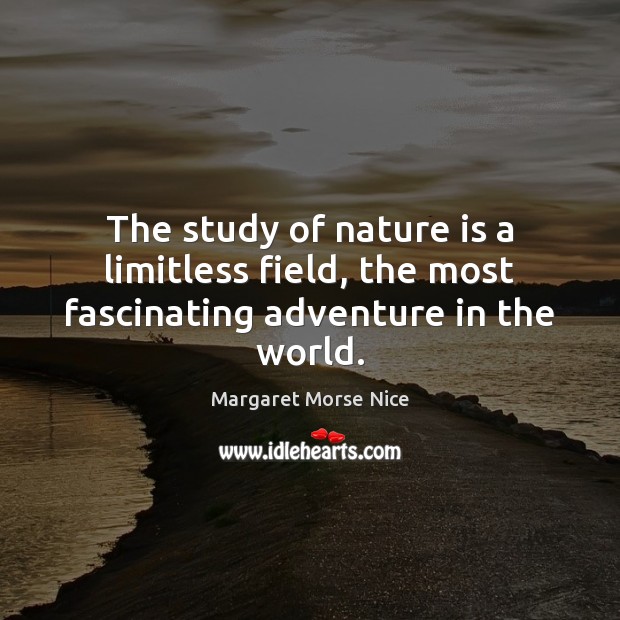 The study of nature is a limitless field, the most fascinating adventure in the world. Image