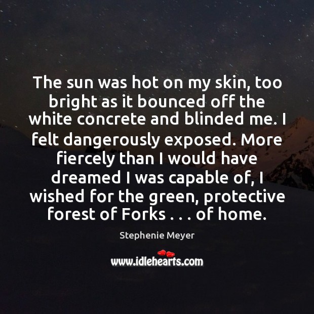 The sun was hot on my skin, too bright as it bounced Picture Quotes Image