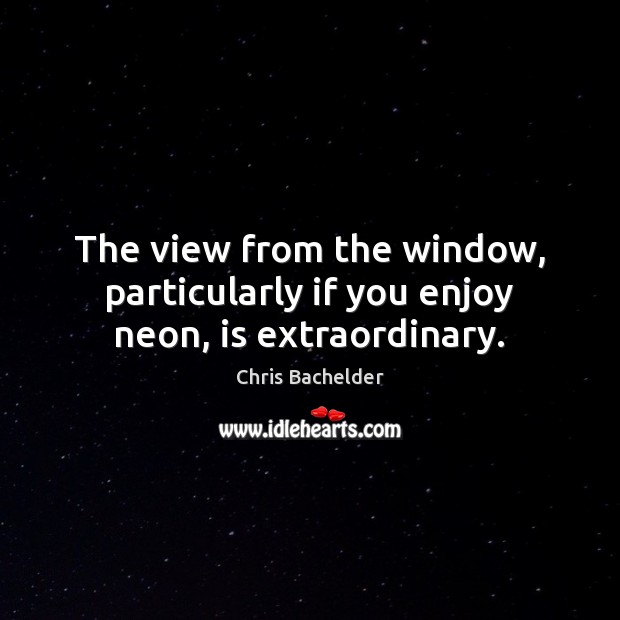 The view from the window, particularly if you enjoy neon, is extraordinary. Chris Bachelder Picture Quote