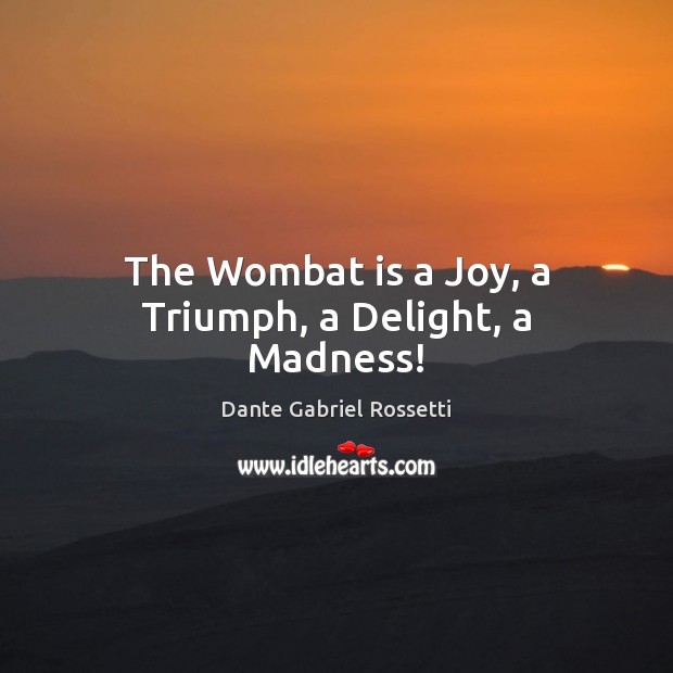 The Wombat is a Joy, a Triumph, a Delight, a Madness! Picture Quotes Image