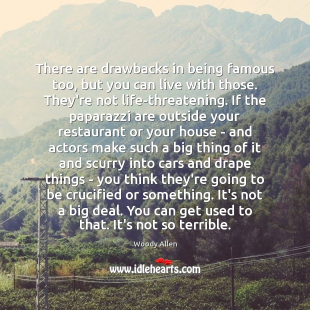 There are drawbacks in being famous too, but you can live with Woody Allen Picture Quote