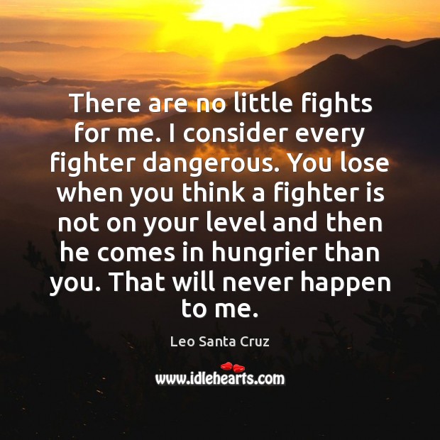 There are no little fights for me. I consider every fighter dangerous. Leo Santa Cruz Picture Quote