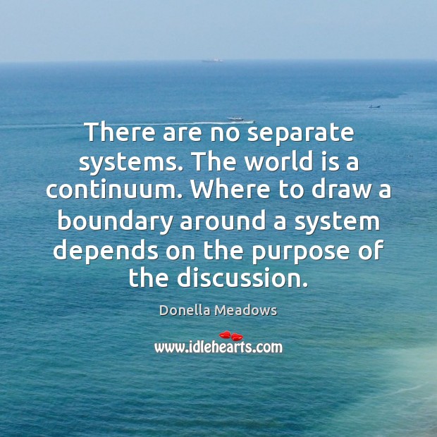 There are no separate systems. The world is a continuum. Where to Donella Meadows Picture Quote