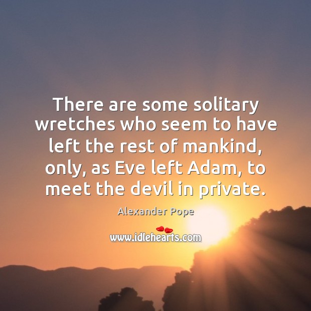 There are some solitary wretches who seem to have left the rest Alexander Pope Picture Quote