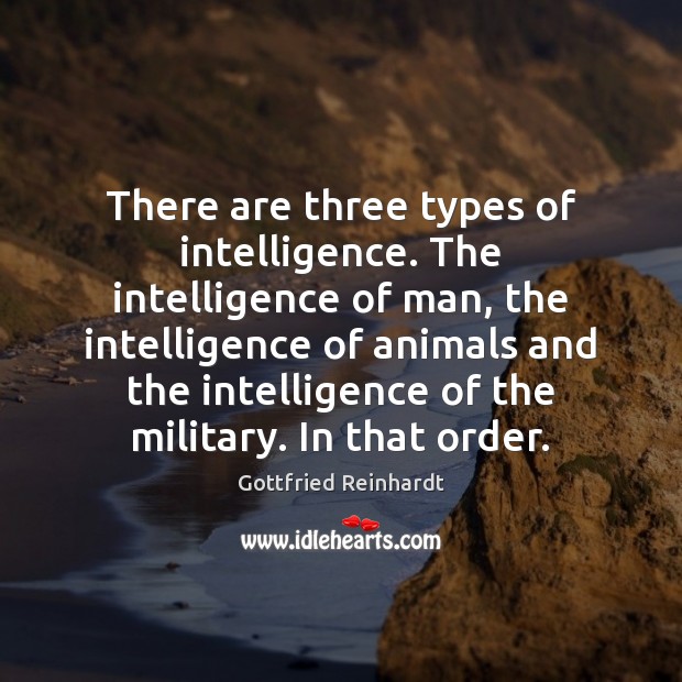 There are three types of intelligence. The intelligence of man, the intelligence Gottfried Reinhardt Picture Quote