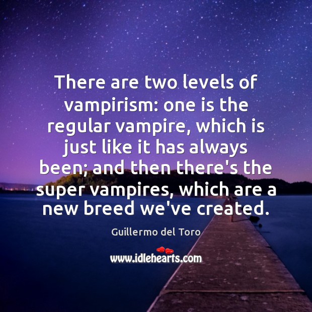 There are two levels of vampirism: one is the regular vampire, which Guillermo del Toro Picture Quote