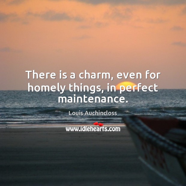 There is a charm, even for homely things, in perfect maintenance. Image