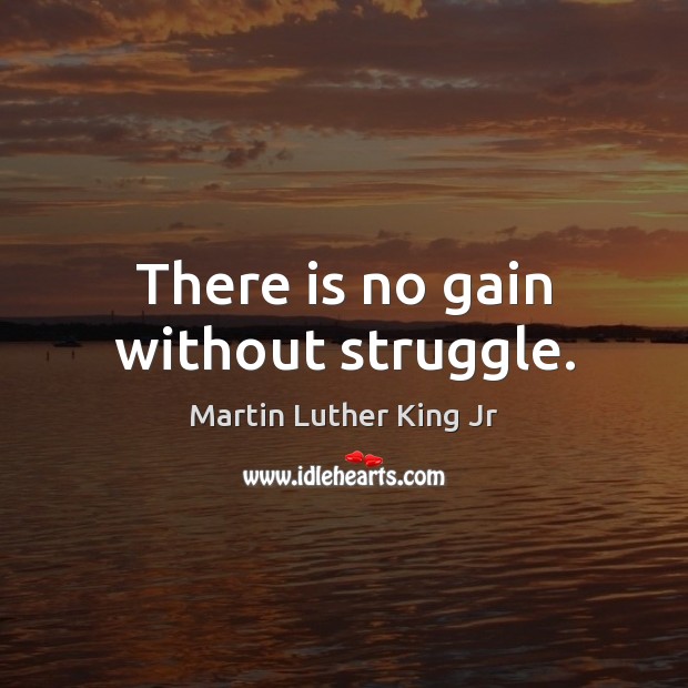 There is no gain without struggle. Martin Luther King Jr Picture Quote