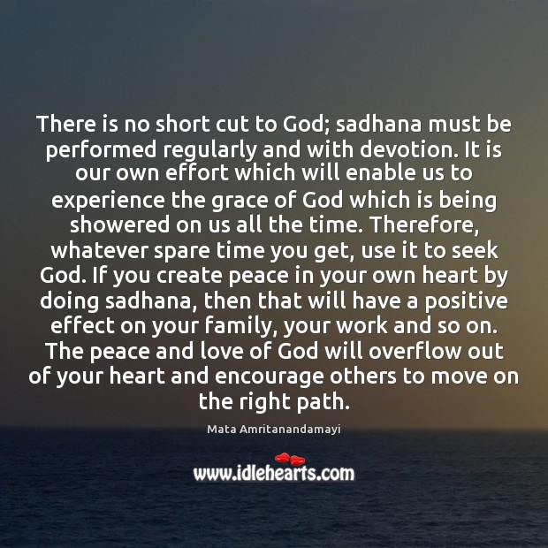 There is no short cut to God; sadhana must be performed regularly Effort Quotes Image