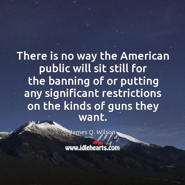 There is no way the american public will sit still for the banning of or putting James Q. Wilson Picture Quote