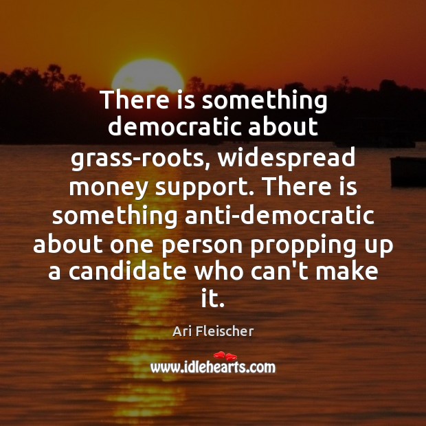 There is something democratic about grass-roots, widespread money support. There is something Ari Fleischer Picture Quote