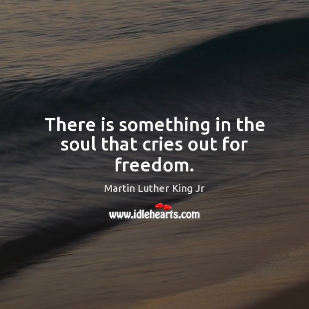 There is something in the soul that cries out for freedom. Martin Luther King Jr Picture Quote