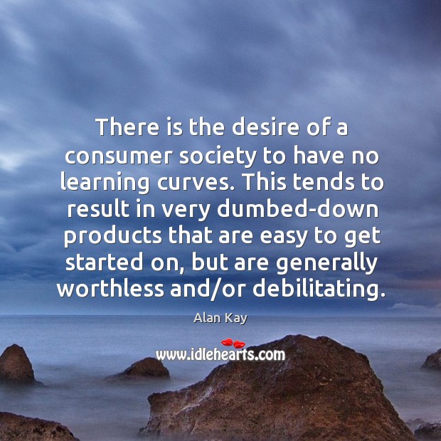 There is the desire of a consumer society to have no learning Alan Kay Picture Quote