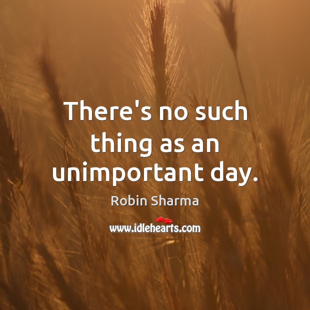 There’s no such thing as an unimportant day. Robin Sharma Picture Quote