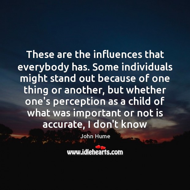 These are the influences that everybody has. Some individuals might stand out John Hume Picture Quote