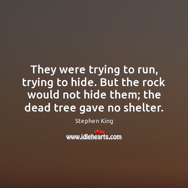 They were trying to run, trying to hide. But the rock would Stephen King Picture Quote