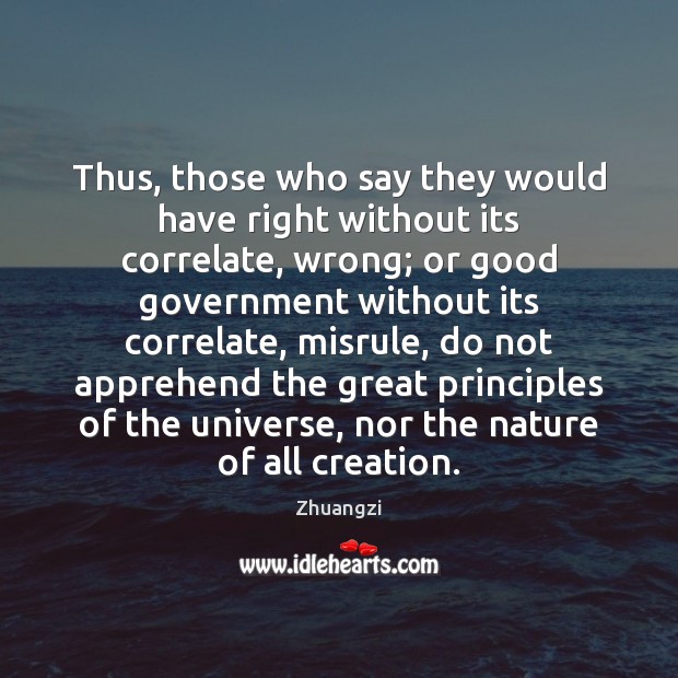 Thus, those who say they would have right without its correlate, wrong; Nature Quotes Image