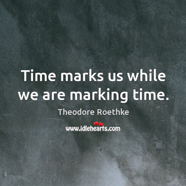 Time marks us while we are marking time. Theodore Roethke Picture Quote