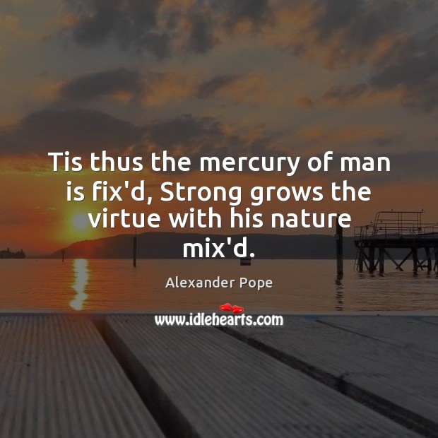 Tis thus the mercury of man is fix’d, Strong grows the virtue with his nature mix’d. Nature Quotes Image