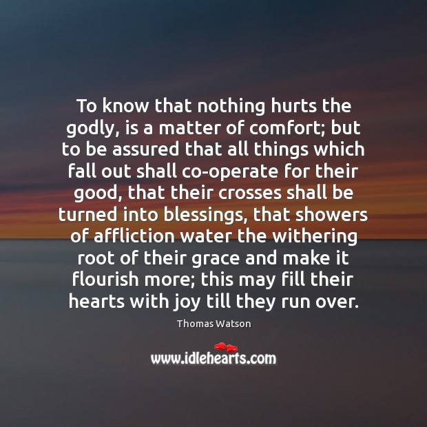To know that nothing hurts the Godly, is a matter of comfort; Blessings Quotes Image